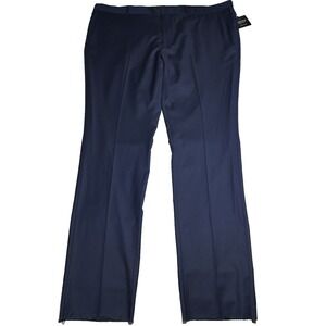 NEW Nordstrom Tech-Smart‎ Dress Pants Mens 46R Navy Wool Stretch Unhemmed NWT